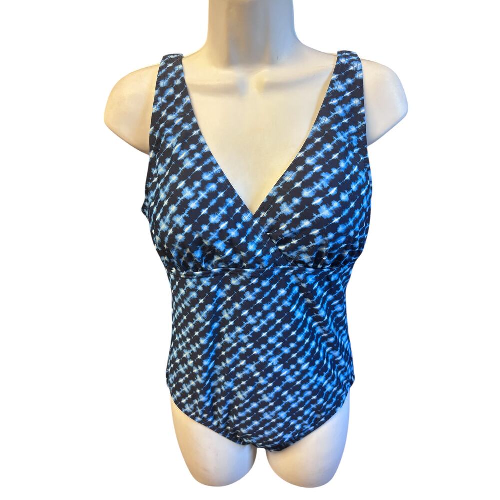 Lands’ End Blue Abstract Print One-Piece Swimsuit Size S 6-8 🌼